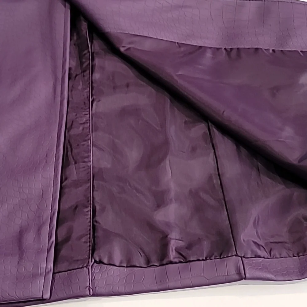 Suicide Squad Pleather Croc Print Trench Coat Purple Medium - Picture 8 of 16